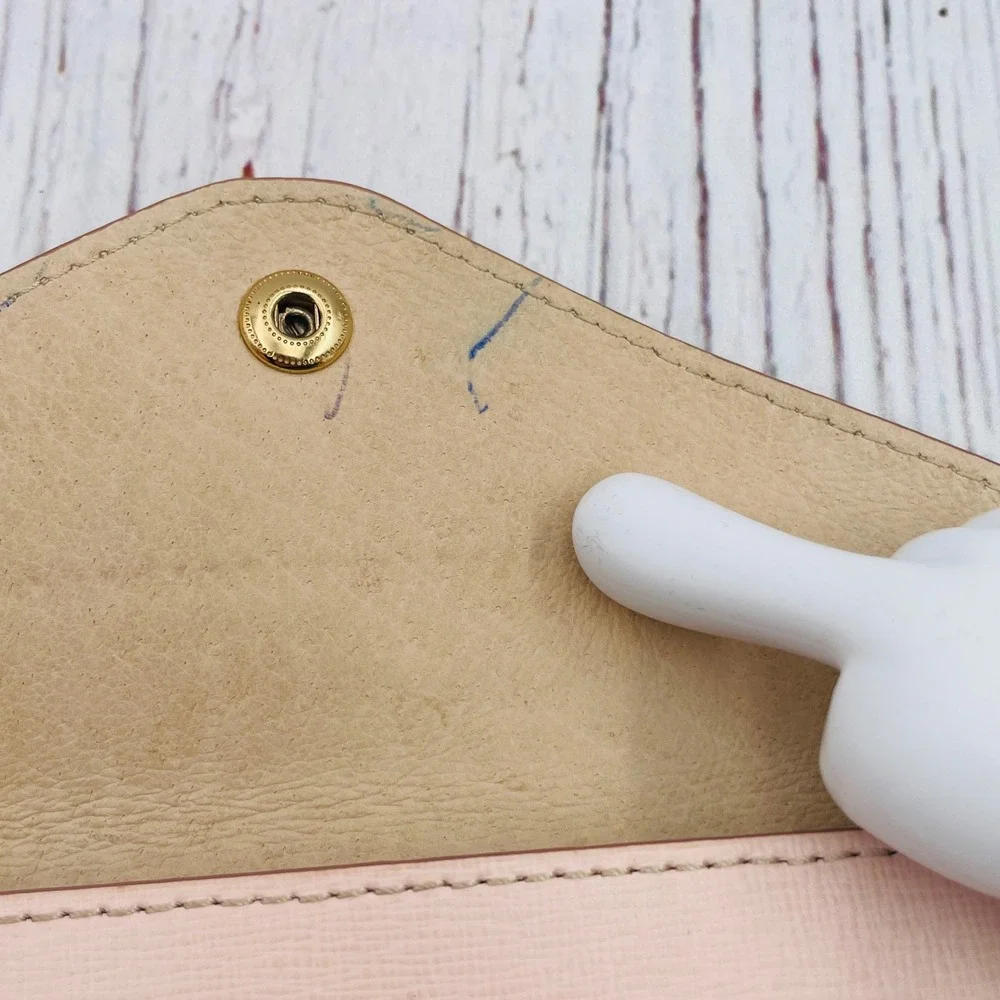 Dooney & Bourke Pink Textured Leather Envelope Clutch Wallet‎ Gold Tone Hardware